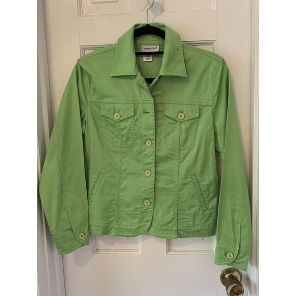 Woman's Solid button down Jacket by Coldwater Creek Size XS Lime Green - Picture 1 of 3